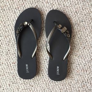 J.Crew Jeweled Flip Flops